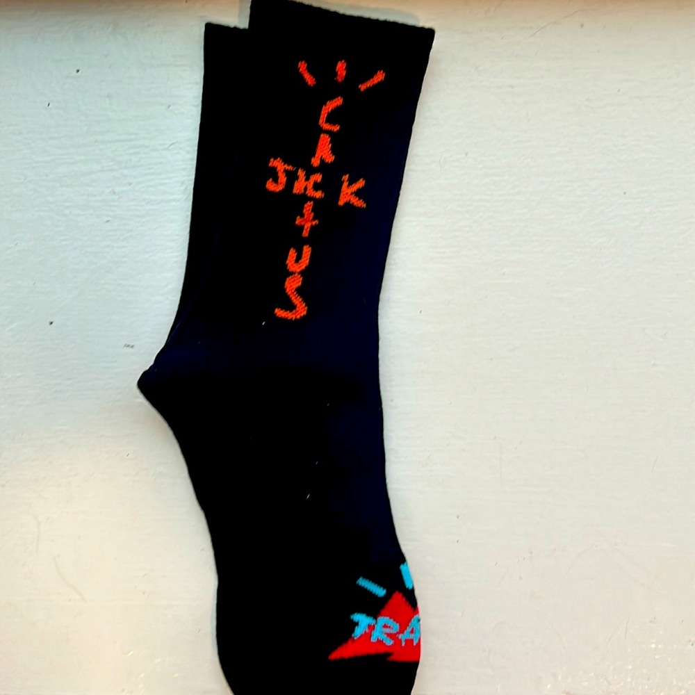 Black/orange Cactus x Jack socks by Travis Scott